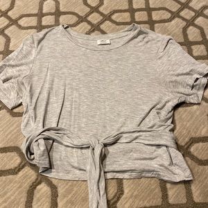 Grey Tie front top from Aritzia